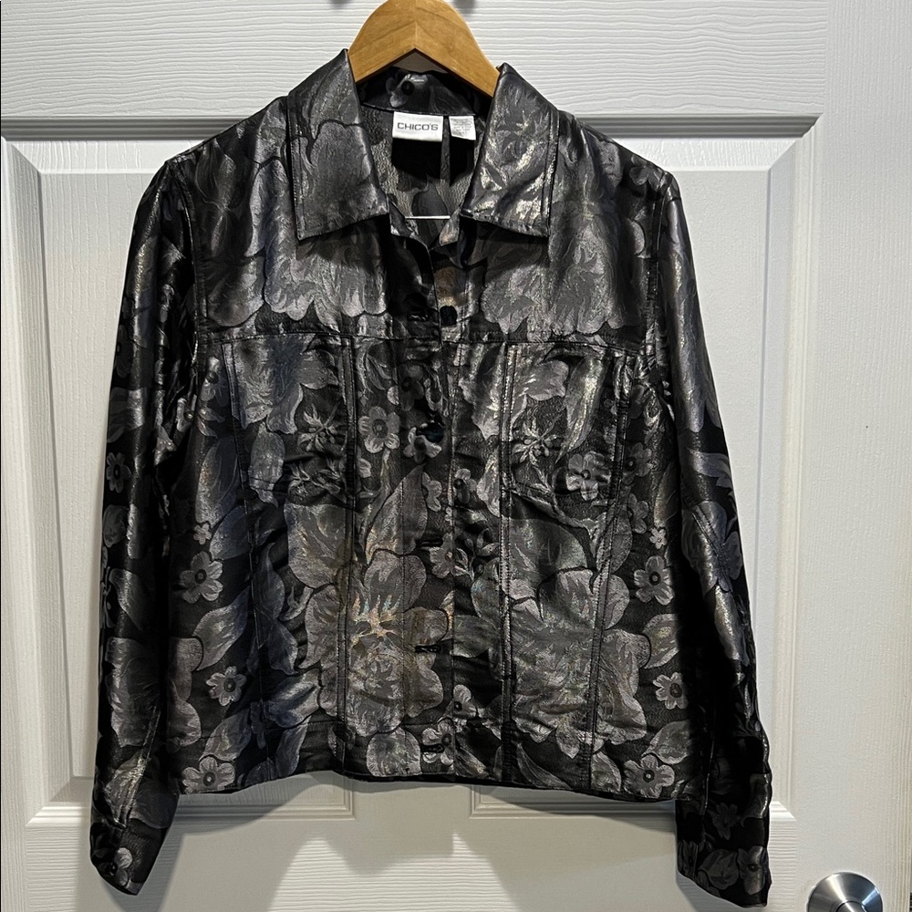 Chico's Metallic Floral Jacket